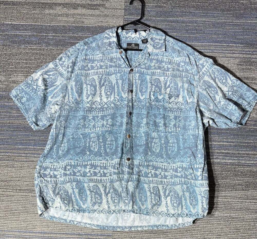Structure Men's Large Blue Tribal Geometric Print